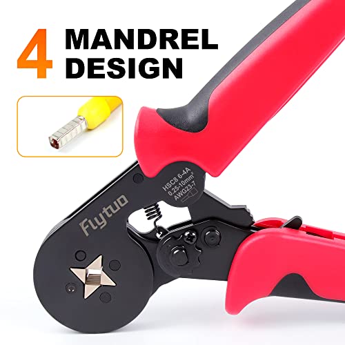 Flytuo Ferrule Crimping Tool, AWG23-7 Self-adjustable Ratchet Wire Ferrule Crimper, HSC8 6-4A Premium Crimping Tool for Wire Terminals Cables End-sleeves - Image 4
