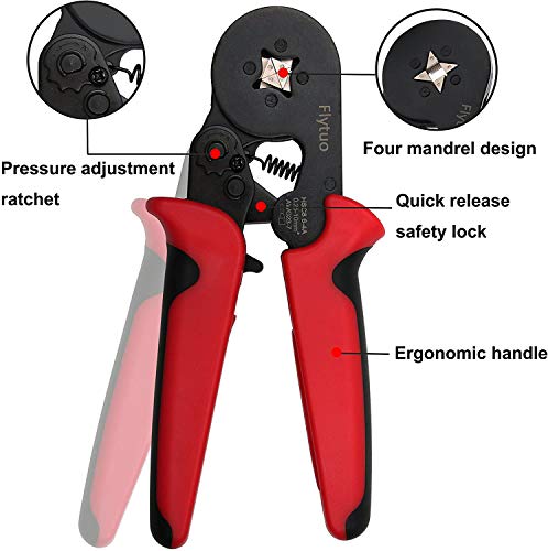 Flytuo Ferrule Crimping Tool, AWG23-7 Self-adjustable Ratchet Wire Ferrule Crimper, HSC8 6-4A Premium Crimping Tool for Wire Terminals Cables End-sleeves - Image 3