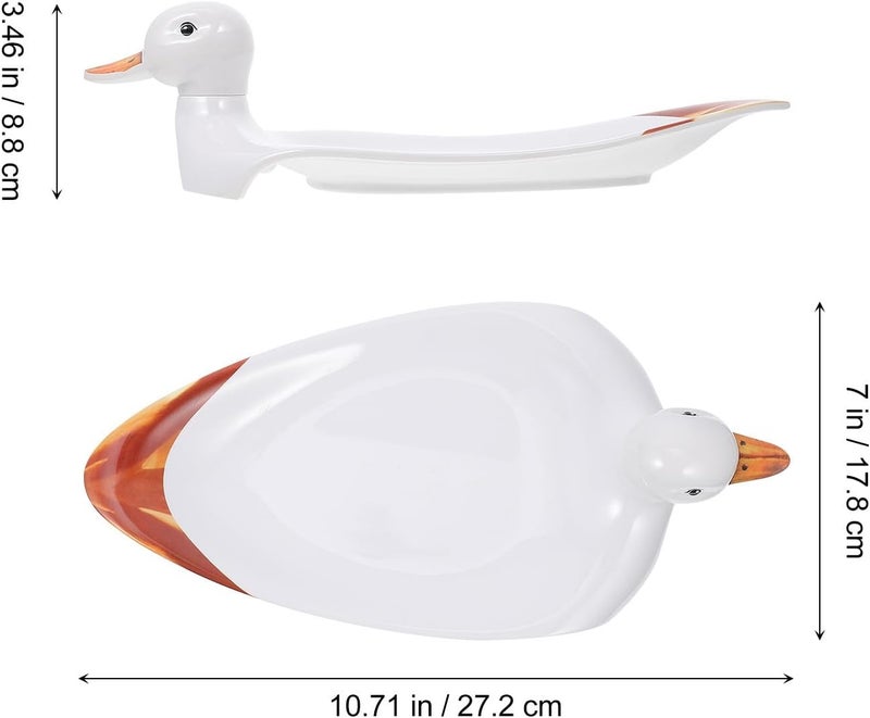 Creative Duck-shaped Melamine Beef Roll Salad Plate, Large White Snack Dish for Party Serving, Sturdy Home Kitchen Dessert Tray - Image 2