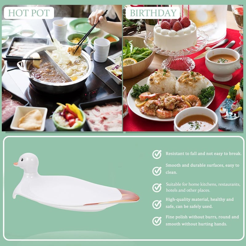 Creative Duck-shaped Melamine Beef Roll Salad Plate, Large White Snack Dish for Party Serving, Sturdy Home Kitchen Dessert Tray - Image 5
