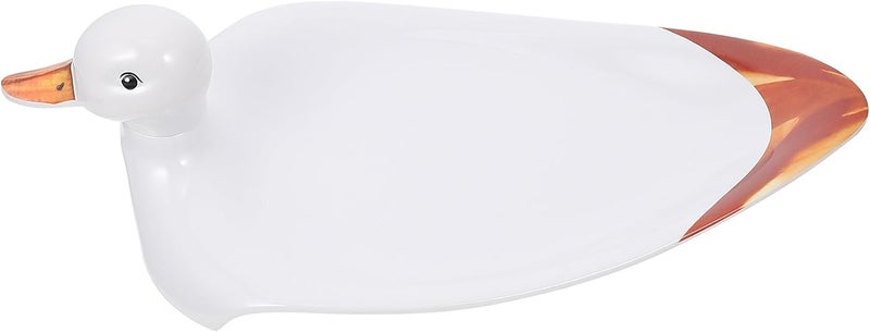 Creative Duck-shaped Melamine Beef Roll Salad Plate, Large White Snack Dish for Party Serving, Sturdy Home Kitchen Dessert Tray - Image 1