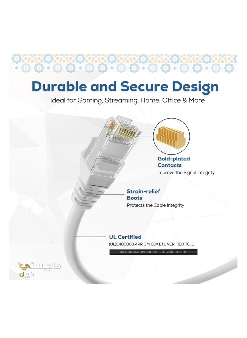 Majesty - Majesty CAT6 Ethernet Cable Gigabit Network 1000Mbps High Speed RJ45 Compatible with Laptop, PC, PS5, PS4, TV, Modem, Router, Switch, 5M - Image 1
