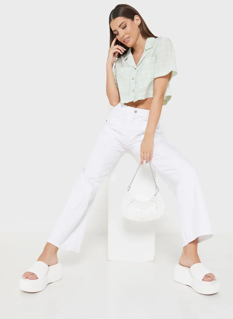TOPSHOP Pocket Detail Crop Shirt