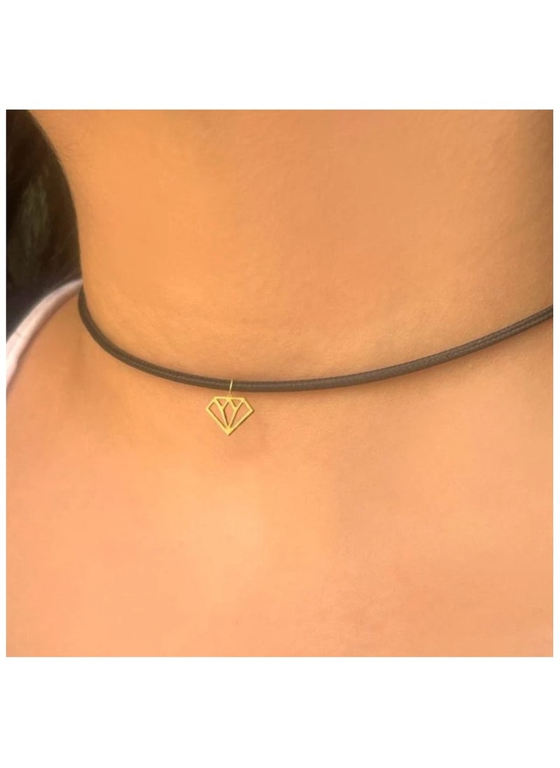 JEWELIVERY - JEWELIVERY Elegant 18KT Gold Choker Necklace, Diamond Design with Shiny Gold Pendant, Perfect for Casual and Formal Occasions, Stylish Jewelry for Women - Image 1