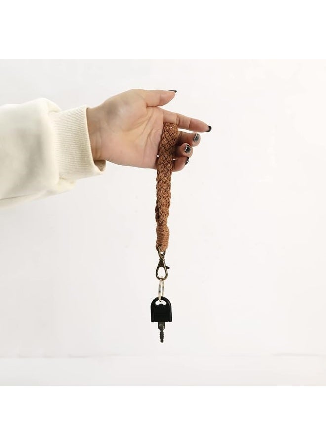 3pcs Boho Macrame Keychain Bracelet Handmade Weave Exquisite Wristlet Keyring Holder Wrist Lanyard for Women - Image 4