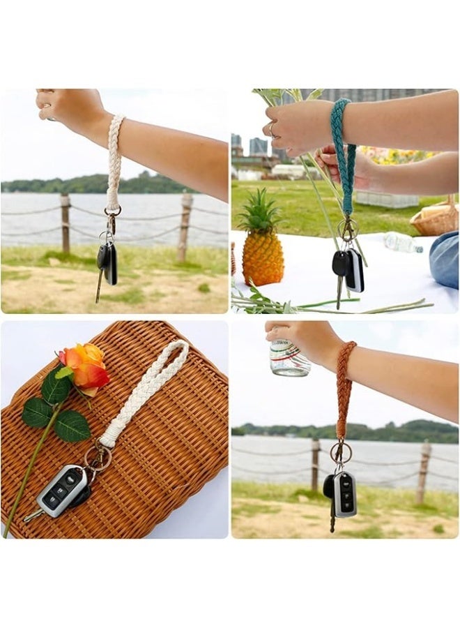 3pcs Boho Macrame Keychain Bracelet Handmade Weave Exquisite Wristlet Keyring Holder Wrist Lanyard for Women - Image 5