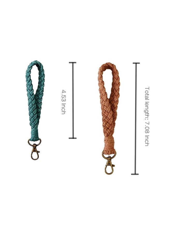 3pcs Boho Macrame Keychain Bracelet Handmade Weave Exquisite Wristlet Keyring Holder Wrist Lanyard for Women - Image 2