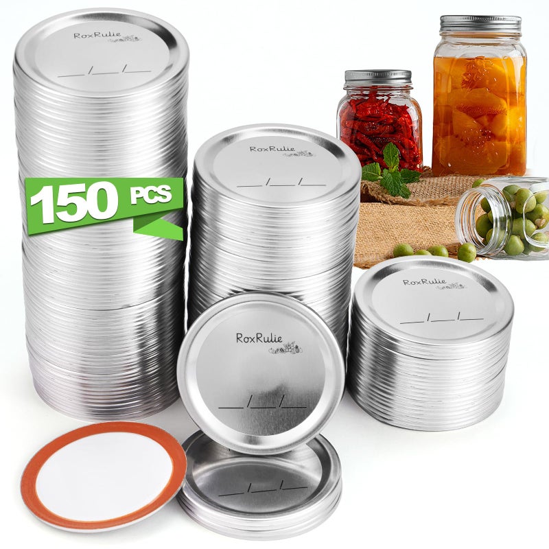 RoxRulie 150PCS Canning lids Regular Mouth276in70mm Upgraded LeakProof Mason Jar Lids for BallKerr Jars SplitType Lid with Perfect Airtight Seal Canning Jars Lids Food Grade Material