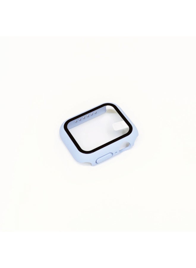 Generic - Suitable For 2022 Apple Watch Case 8 Generation Protective Case PC + Tempered Film Case Film Integrated IWatch7 Case-Color:Dan Cyan-Exterior Dimension:38mm Without Packaging - Image 1