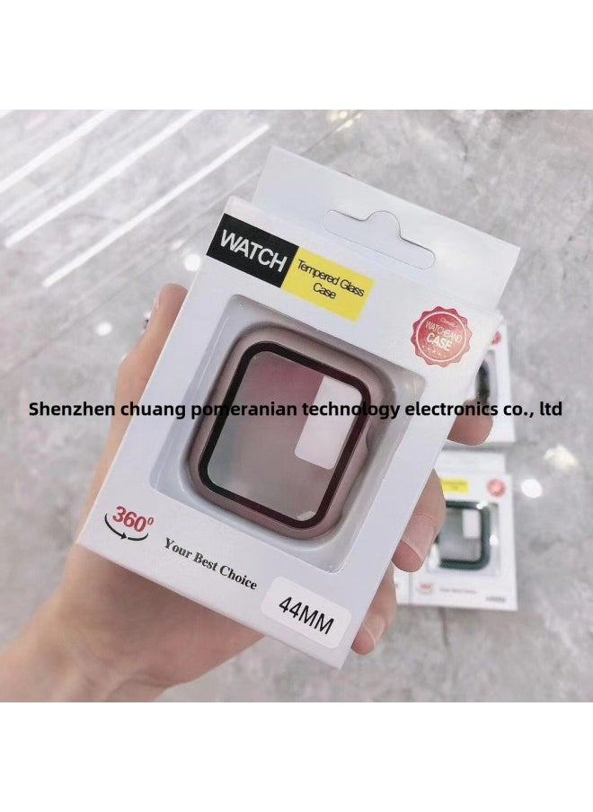 Generic - Suitable For 2022 Apple Watch Case 8 Generation Protective Case PC + Tempered Film Case Film Integrated IWatch7 Case-Color:Dan Cyan-Exterior Dimension:38mm Without Packaging - Image 1