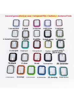 Suitable For 2022 Apple Watch Case 8 Generation Protective Case PC + Tempered Film Case Film Integrated IWatch7 Case-Color:Dan Cyan-Exterior Dimension:38mm Without Packaging