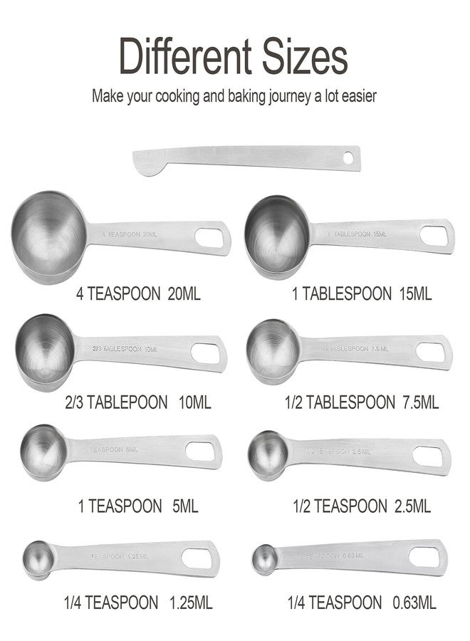 Viwehots Measuring Cups and Spoons Set, 18/8 Stainless Steel 7 Measuring Cups and 8 Measuring Spoons with Leveler, Kitchen Measure Cups Spoons, Heavy Duty Baking Measurement Cups Spoons Set - Image 3