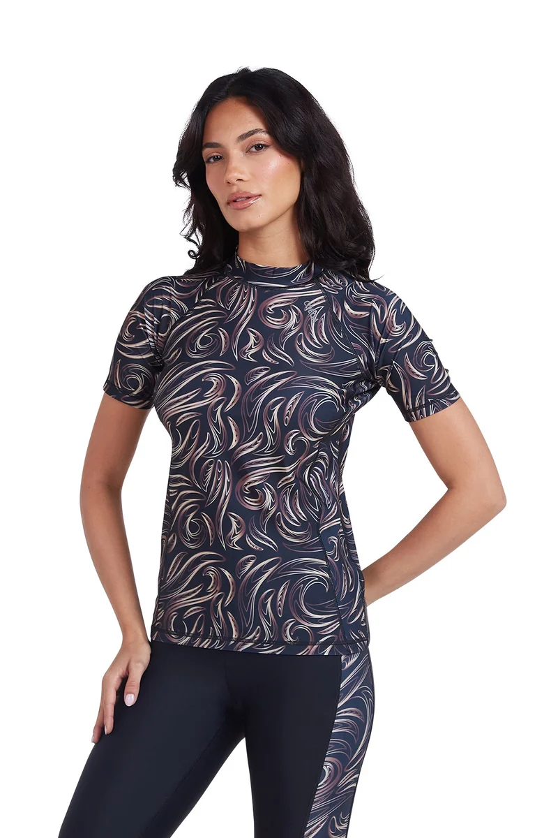COEGA SUNWEAR COEGA Ladies  Rashguard Short Sleeve - Nero Golden Swirls