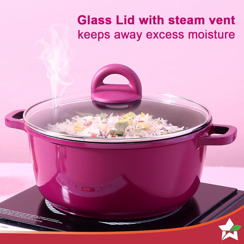 Wonderchef Wonderchef Ceramide 6 pcs Casserole Set | Die Cast Aluminium | Non Stick Coating | 2 Years Warranty | Pink - Image 5