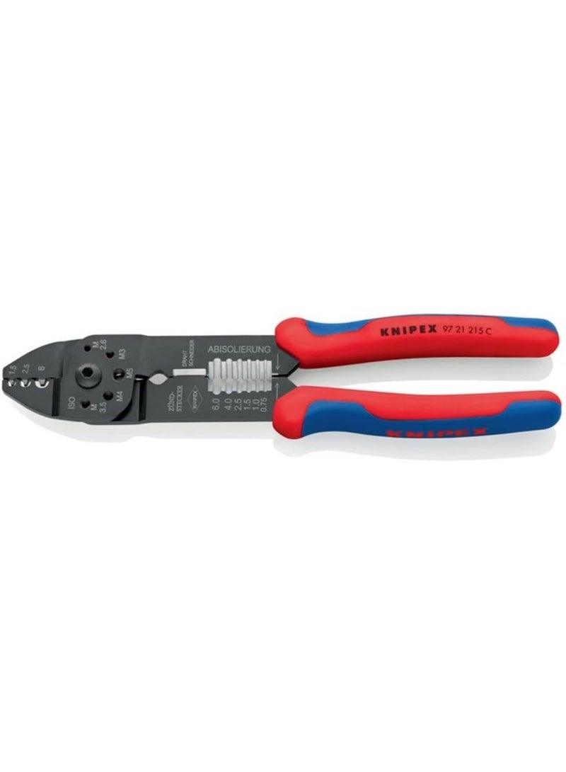 KNIPEX 97 21 215 C Crimping Pliers burnished with multi-component grips 230 mm