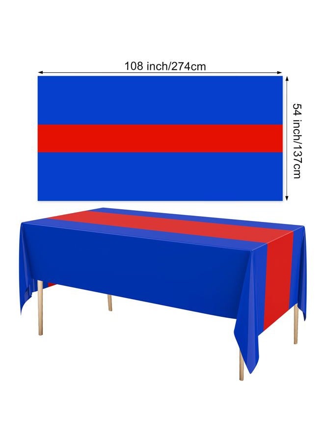 Oudain 3 Pcs Disposable Plastic Tablecloths 54" x 108" for Rectangle Tables Cloths Waterproof Table Cover for Wedding Easter Baby Shower Birthdays Party Decoration (Blue,Red) - Image 2