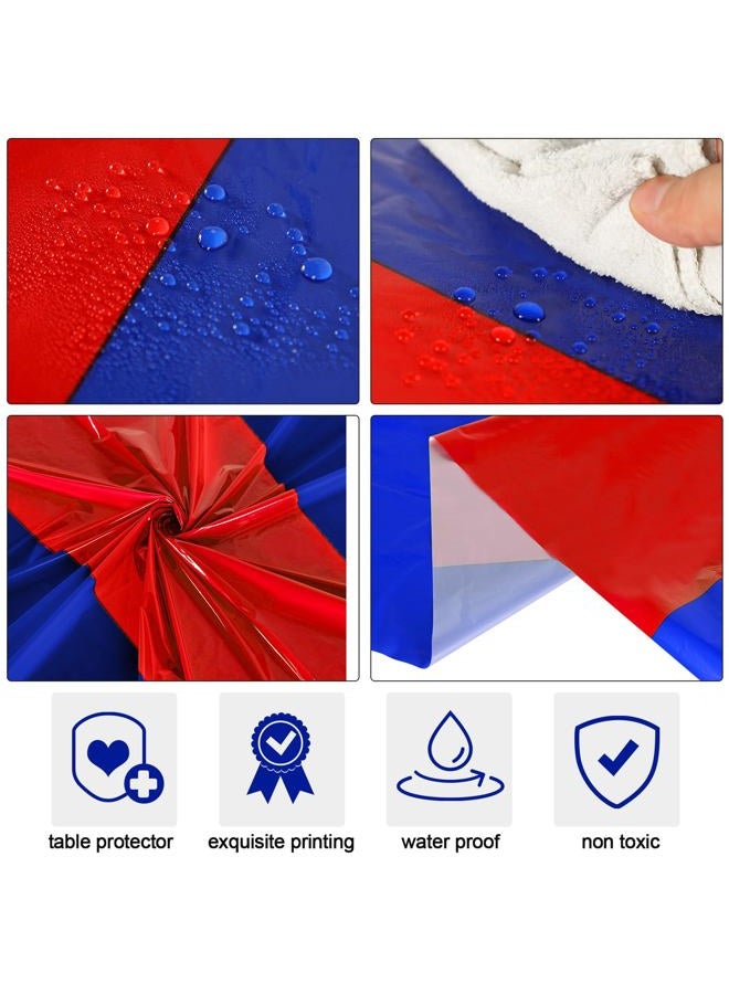 Oudain 3 Pcs Disposable Plastic Tablecloths 54" x 108" for Rectangle Tables Cloths Waterproof Table Cover for Wedding Easter Baby Shower Birthdays Party Decoration (Blue,Red) - Image 3