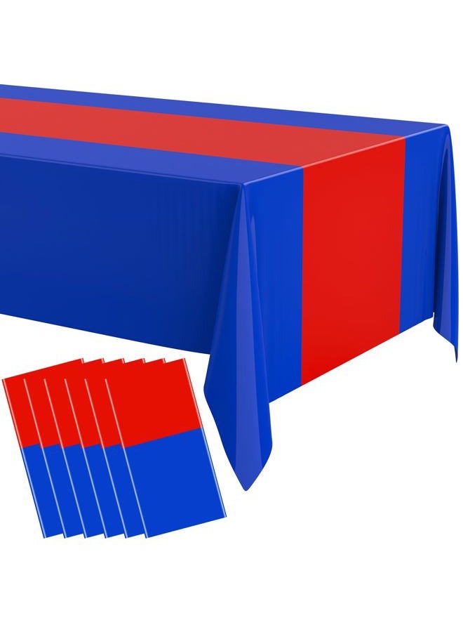 Oudain 3 Pcs Disposable Plastic Tablecloths 54" x 108" for Rectangle Tables Cloths Waterproof Table Cover for Wedding Easter Baby Shower Birthdays Party Decoration (Blue,Red) - Image 1