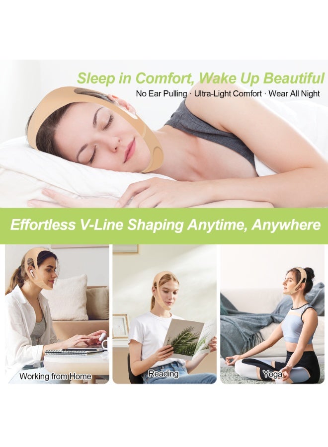 شريط بريميوم لتنحيف الوجه للجلد الداكن - شريط رفع وجه في بتشكل حرف ي قابل للتعديل بدعم رغوي لتهدئة ذقن مزدوجة وتحديد خط الفك - مرن لالنسيج طوال الليل، قابل لإعادة الاستخدام والغسيل - مثالي للعناية بالذات والهدايا - Image 2