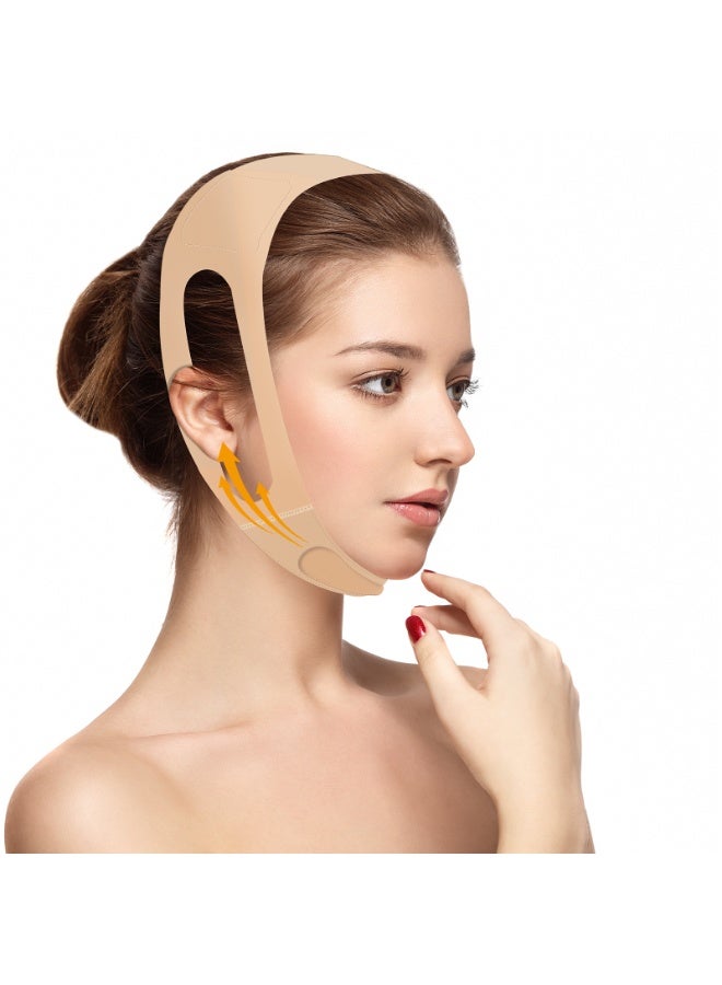 شريط بريميوم لتنحيف الوجه للجلد الداكن - شريط رفع وجه في بتشكل حرف ي قابل للتعديل بدعم رغوي لتهدئة ذقن مزدوجة وتحديد خط الفك - مرن لالنسيج طوال الليل، قابل لإعادة الاستخدام والغسيل - مثالي للعناية بالذات والهدايا - Image 1