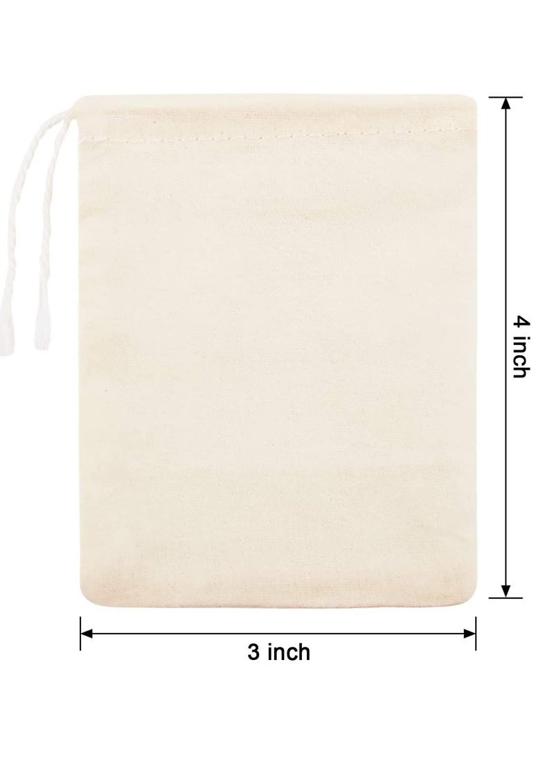 SYOSI 50 Pieces Cheesecloth Bags for Straining Reusable Empty Tea Bags Soup Bags Spice Bags for Cooking Cold Brew Coffee Bags Strainer Bags (4 x 3 Inch)  - Image 2