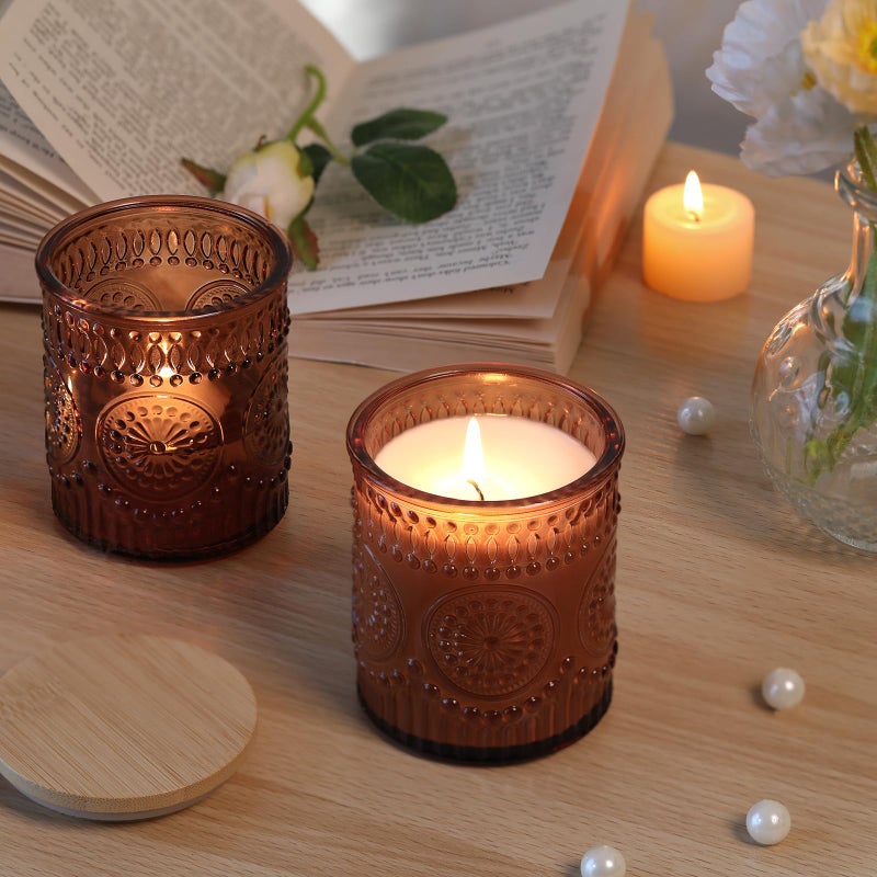 DARJEN 10 Pack Amber Candle Jars for Making Candles- 7.5 OZ Empty Glass Candle Making Jars with Bamboo Lids and Labels, Candle Making Supplies Candle Containers for Home DIY - Image 5