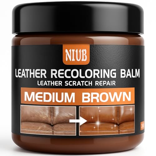 NIUB Leather Recoloring Balm Leather Color Restorer Scratch Repair Leather Paint for Furniture Couches Car Seats Shoes Bags Leather Dye and Restorer Restores Faded and Scratched LeatherMedium Brown - Image 1