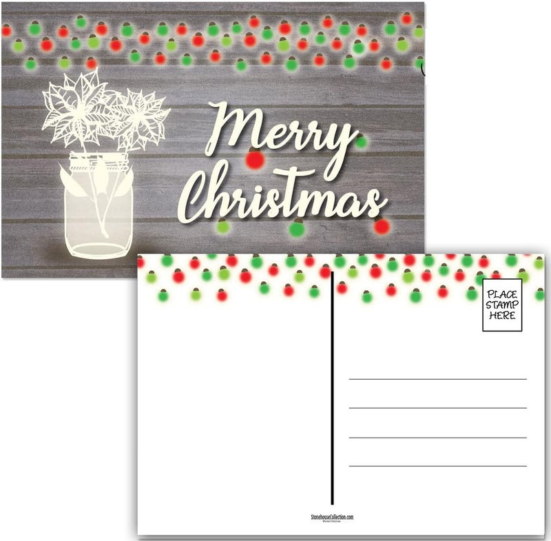 Stonehouse Collection Rustic Merry Christmas Postcards - 40 Holiday Fun Postcards - 4 x 6 Inch Postcards (Rustic Christmas) - Image 1