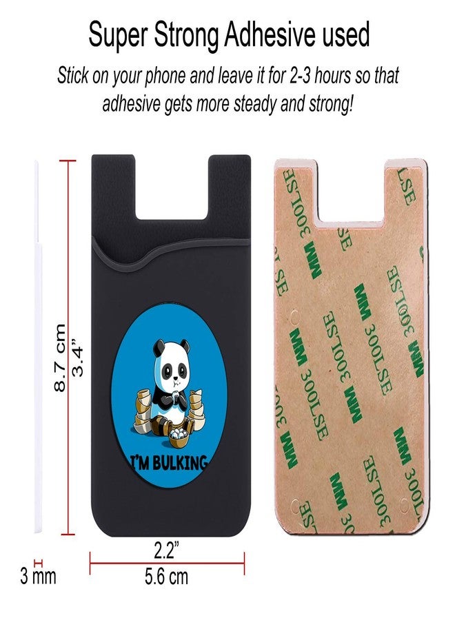 Plan To Gift Set of 3 Cell Phone Card Wallet, Silicone Phone Card Id Cash Wallet with 3M Adhesive Stick-on Panda Eating Printed Designer Mobile Wallet for Your Phone & Tablet - Image 2