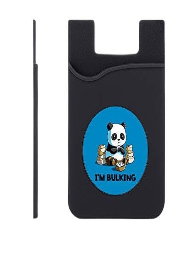 Plan To Gift Set of 3 Cell Phone Card Wallet, Silicone Phone Card Id Cash Wallet with 3M Adhesive Stick-on Panda Eating Printed Designer Mobile Wallet for Your Phone & Tablet - Image 1