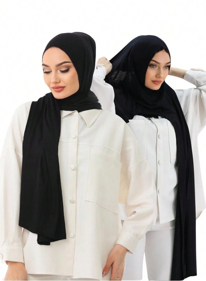 Solid Color Instant Hijab Woman Jersey Cotton Scarf Wrap Shawls Abaya Half-body Cover Hijab Lightweight Headscarf - Image 1