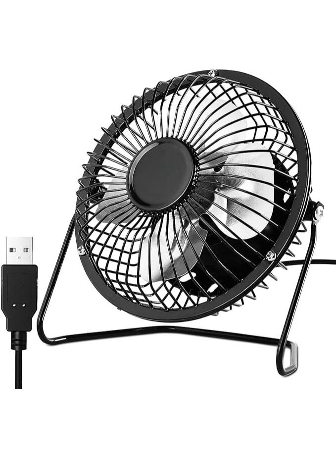 16cm Small USB Desktop Fan – 360° Rotation, Brushless Motor, Silent Operation, Black Metal - Image 3