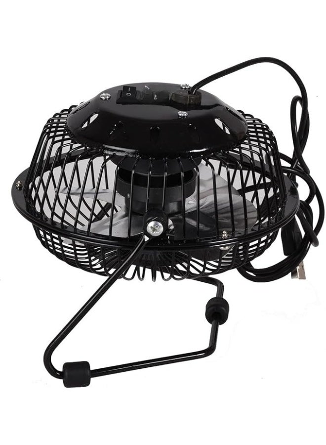 16cm Small USB Desktop Fan – 360° Rotation, Brushless Motor, Silent Operation, Black Metal - Image 4