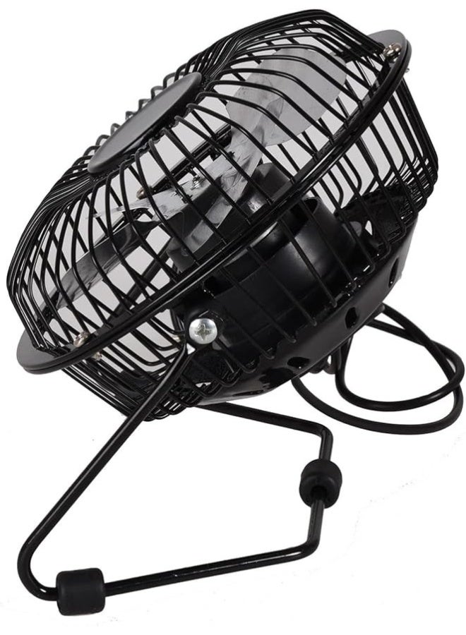 16cm Small USB Desktop Fan – 360° Rotation, Brushless Motor, Silent Operation, Black Metal - Image 1