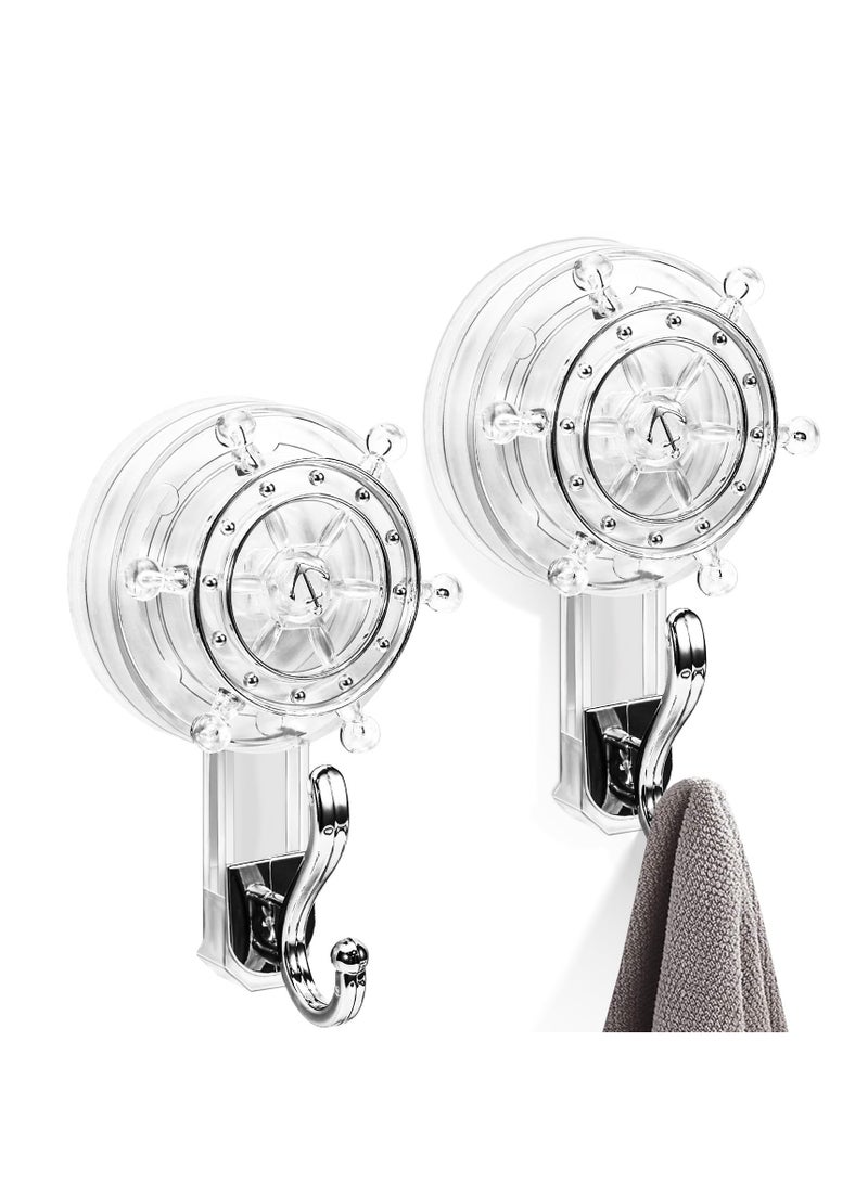 Zikra 2pcs Strong Suction Cups Hooks, Heavy Duty Suction Cup Hooks, Reusable Removable Towel Holder, Shower Hooks for Inside Shower Suction, Robes, Coat, Door and Window Glass, Wreath Hooks (Clear) - Image 1