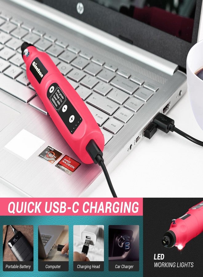 GINELSON Cordless Rotary Tool, 5 Variable Speed Mini Rotary Tool Kit with 70 Accessories, 3.7V Type-C Charging Power Rotary Tool for Engraving, Sanding, Polishing, Carving, Cutting, DIY Crafts - Image 5
