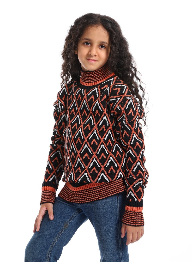 Caesar Girls Wool Pullover With Mutlicolour Design  - Image 2