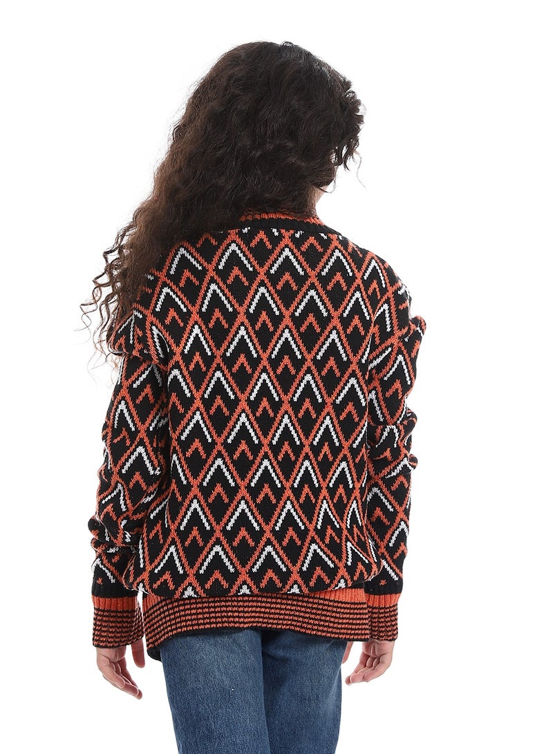 Caesar Girls Wool Pullover With Mutlicolour Design  - Image 4