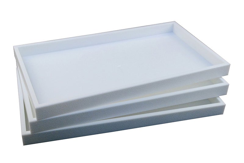 Regal Pak 3Piece 1Inch Deep White Full Size Plastic Stackable Jewelry Tray 14 34 X 8 14 X 1H