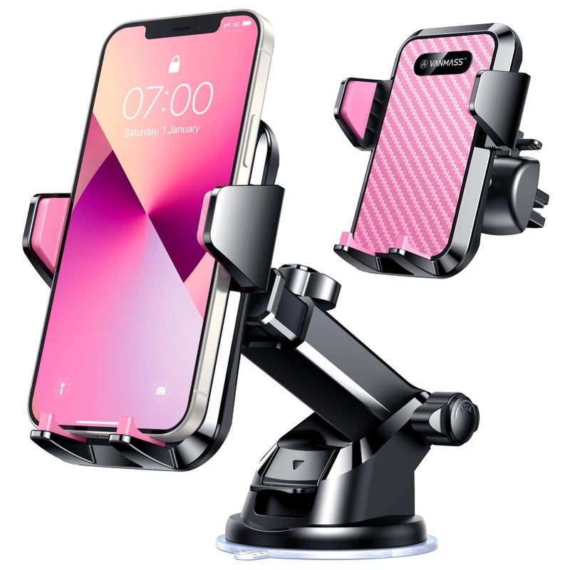 VANMASSã€85+LBS Strongest Suction & Military-Grade Ultimate Car Phone Mountã€Patent & Safety Certsã€‘ Cell Phone Holder Truck for Dashboard Windshield Vent for iPhone 17 Pro Max 16 15 for Samsung, Pink - Image 1