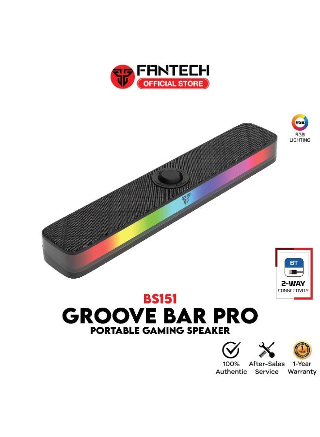 Fantech Groove Bar Pro BS151 Portable Bluetooth Gaming Speaker RGB USB-C 10W Stereo 30 Hours Battery Black - Image 1