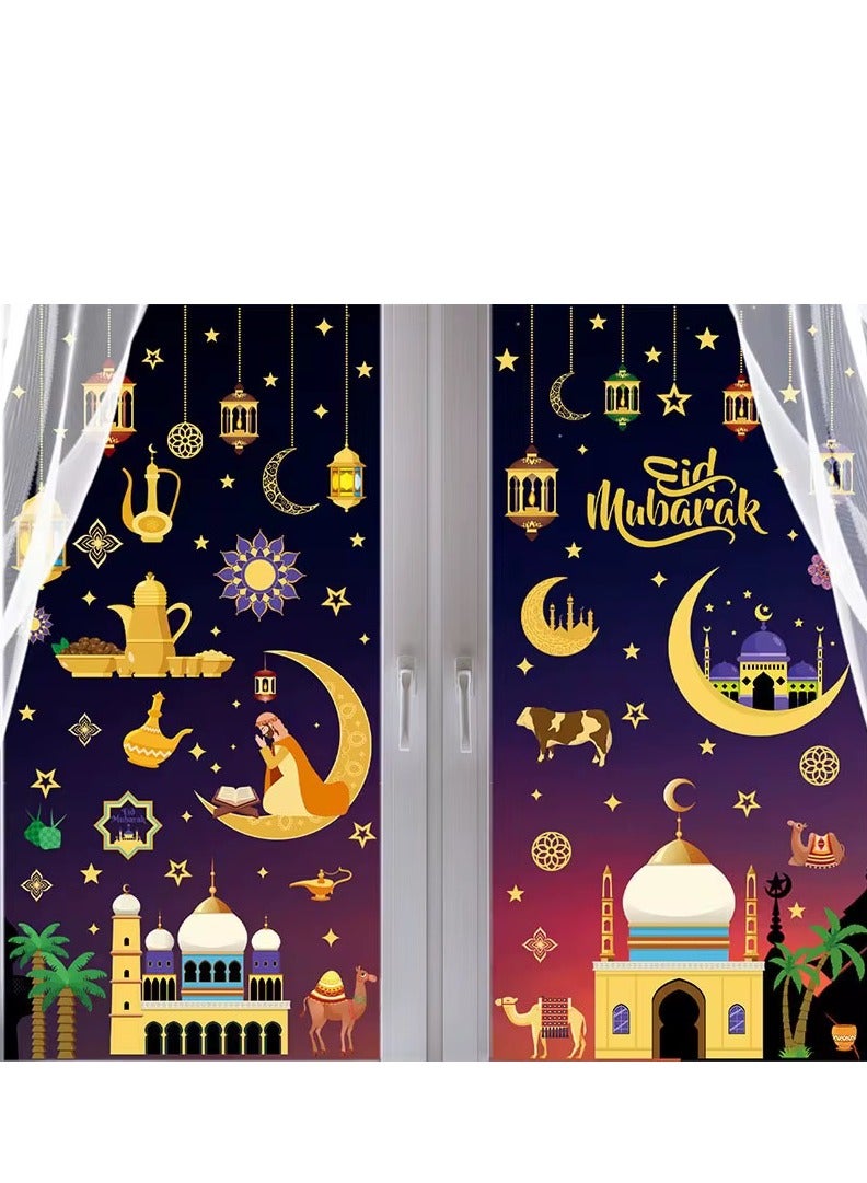 9 Sheets Ramadan Window Wall Decorative Stickers Electrostatic Removable Moon Stars Eid Ramadan Party Home Decoration  - Image 3