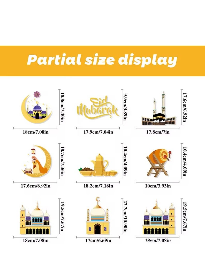 9 Sheets Ramadan Window Wall Decorative Stickers Electrostatic Removable Moon Stars Eid Ramadan Party Home Decoration  - Image 5