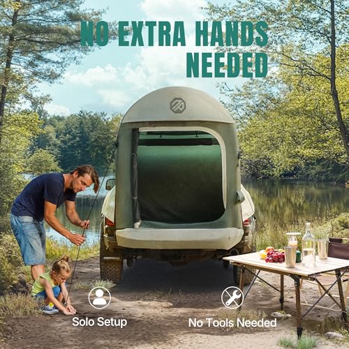 Niphean Truck Bed Tent for Camping 5.5ft-8ft for 2+1 People, 2 Mins Fast Setup Inflatable Pickup Truck Tent, PU 3000mm Waterproof & High-Strength Windproof, Spacious Interior for Multi-Landscape - Image 3