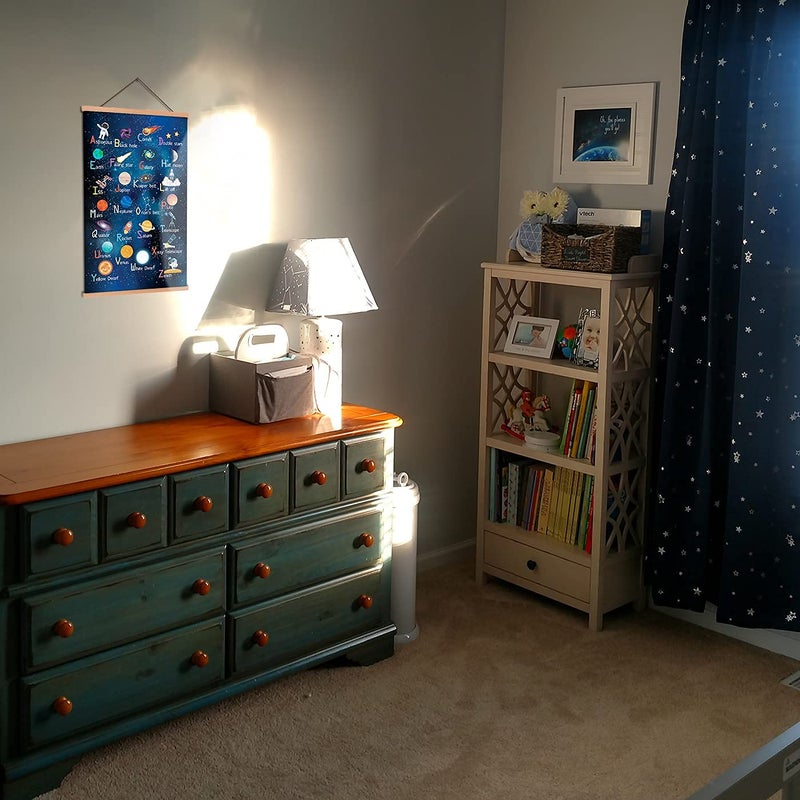 KAIRNE Outer Space Art Print With Wood Magnetic Poster Hanger Frame  Astronomy Alphabet Letters Canvas Wall Art Abstract Universe Educational Poster 35X56CM Hanging Painting For Home Classroom Decor - Image 4