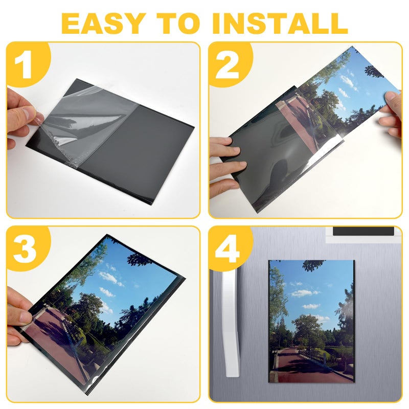 Mositear 6 Pack 4""x6"" Premium Super Slim Magnetic Picture Pockets Photo Frame with Black Holds 4 x 6 Inches Magnets Photo for Fridge Refrigerator Locker Decorations | NEW VERSION | EASE of INSERTING - Image 5