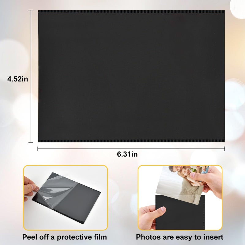 Mositear 6 Pack 4""x6"" Premium Super Slim Magnetic Picture Pockets Photo Frame with Black Holds 4 x 6 Inches Magnets Photo for Fridge Refrigerator Locker Decorations | NEW VERSION | EASE of INSERTING - Image 2