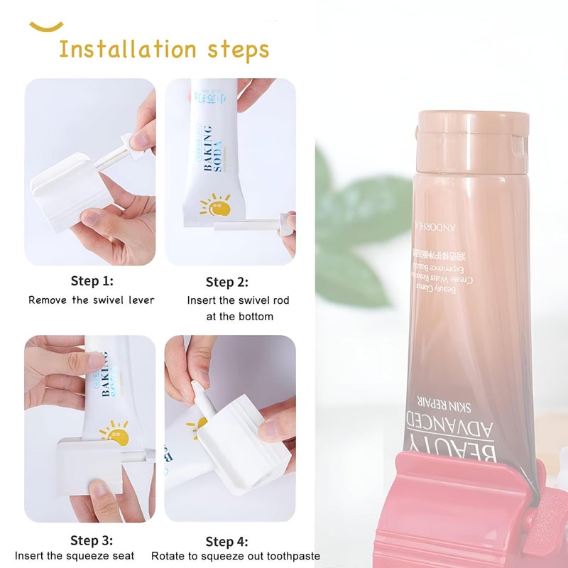 Toothpaste Tube Squeezer - Multi-Use Handheld Dispenser with Rotatable Holder for Effortless and Clean Toothpaste Extraction on a Daily Basis (4 pcs) - Image 4