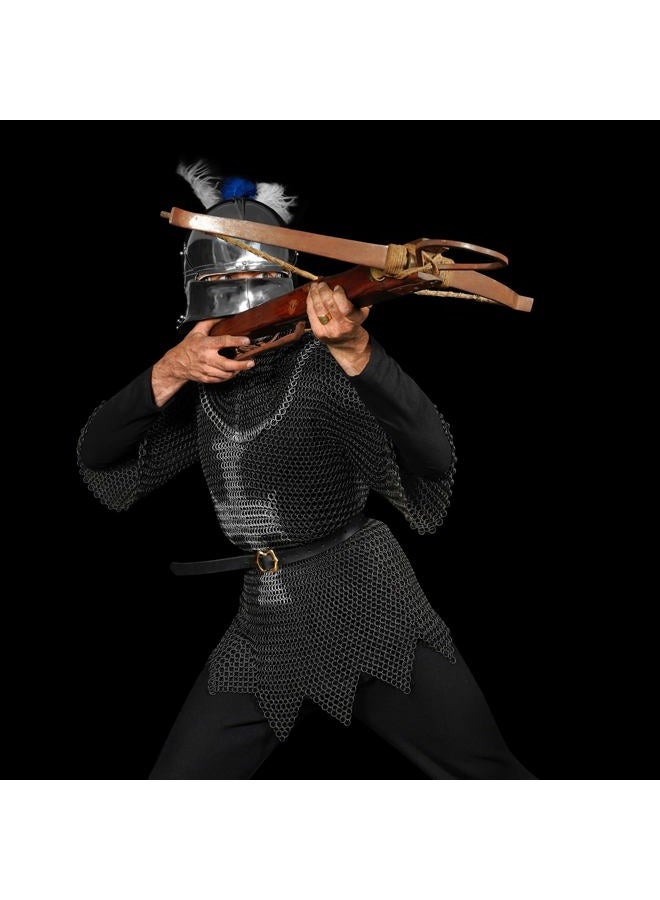 Mythrojan Templar Chainmail Shirt Steel Butted Half Sleeve with Cross Style Black X-Large Warrior Armor Shirt - Image 5