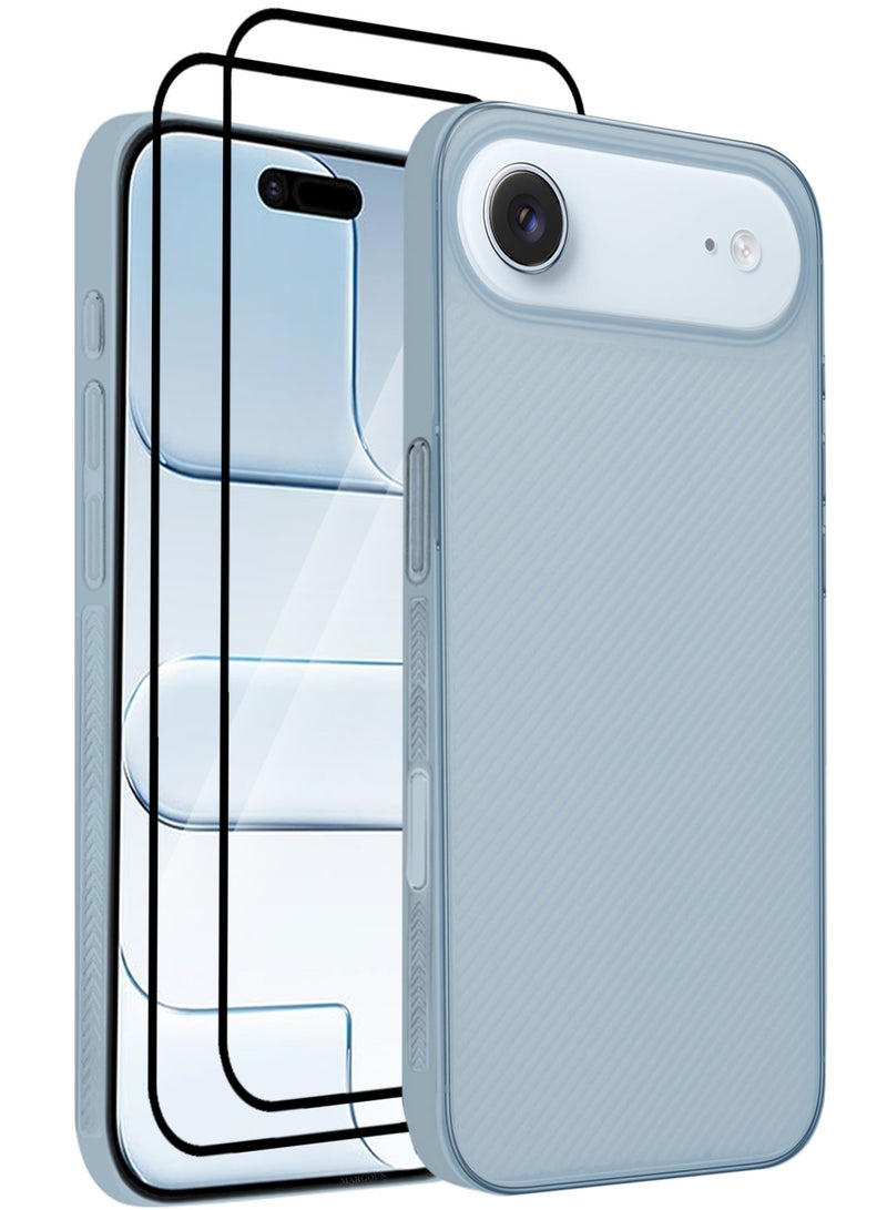 CATANES 3 Packs Case Cover for iPhone 17 Air - Sturdy Durable Ultra-Thin Case - Air Skin Line Design Transparent Back Cover - Drop Protection Cover  with Two 3D Screen Protectors - Light Blue - Image 1